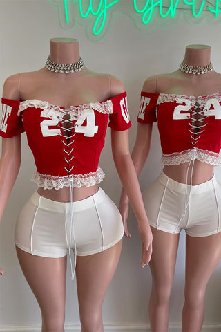 Off-Shoulder Lace-Up Tank