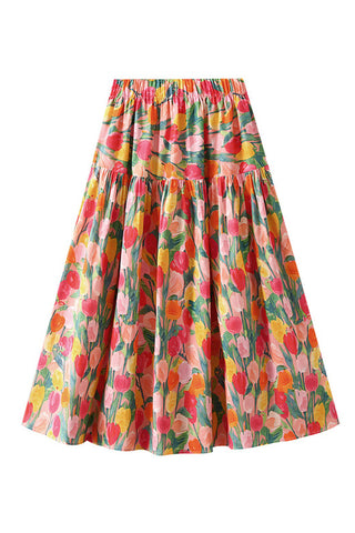 Floral Tiered Casual Skirt