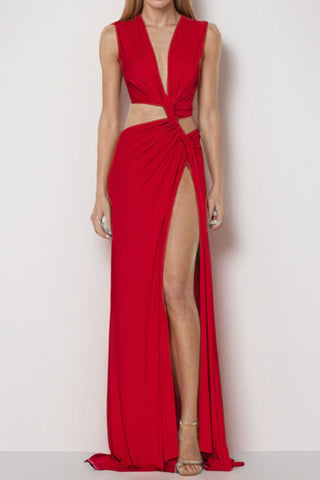 Plunging Cut-Out Maxi Dress