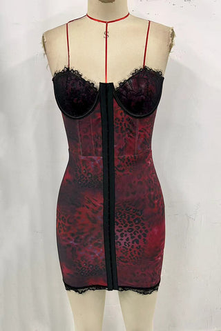 Strapless Lace Trim Mini Dress