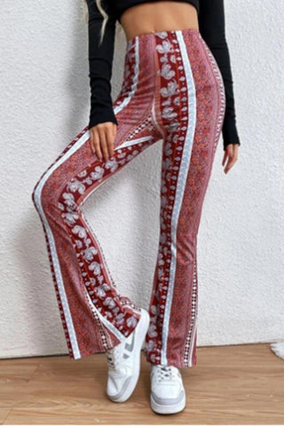 High-Waisted Patterned Flare Pants