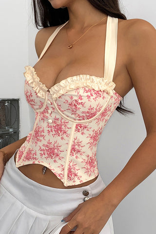Ruffled Halter Corset Top
