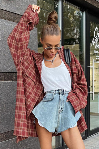 Oversized Plaid Blouse