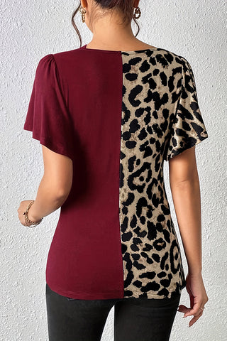 Strappy Asymmetric Leopard Blouse