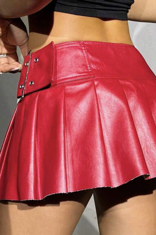 Pleated Mini Skirt with Belt