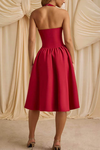 Halter Fit-and-Flare Midi Dress