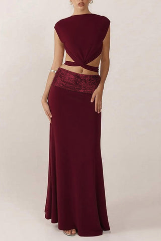 Cutout Crop Top and Skirt Set