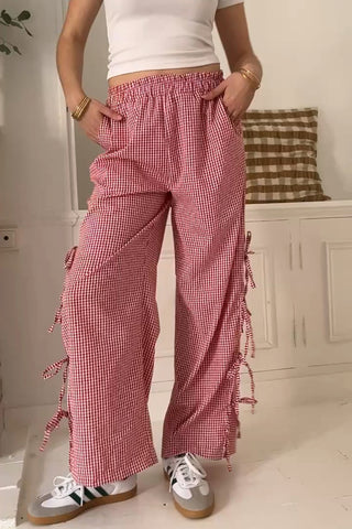 Tie-Side Casual Wide-Leg Trousers