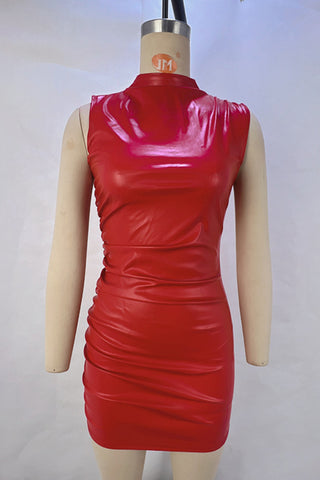 Sleek Mock Neck Casual Mini Dress