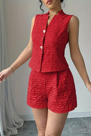 Textured Sleeveless Short Set