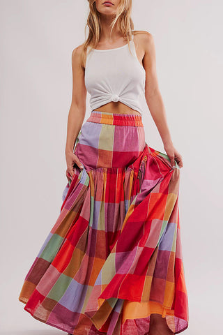 Vibrant Patchwork Maxi Skirt
