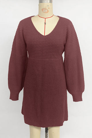 Knit V-Neck Casual Dress