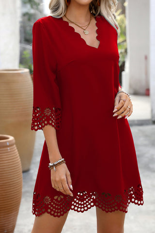 Scalloped Lace Casual Dress