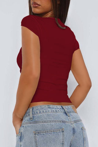 Cut-Out Twist Front Crop Top