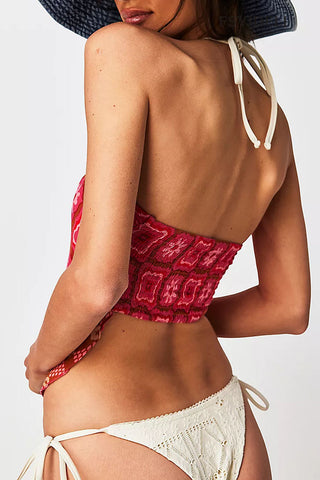 Abstract Print Strapless Tank Top