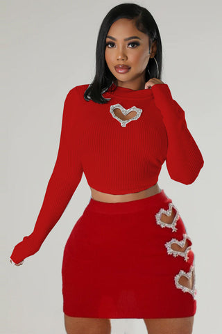 Heart Appliqué Two-Piece Casual Set