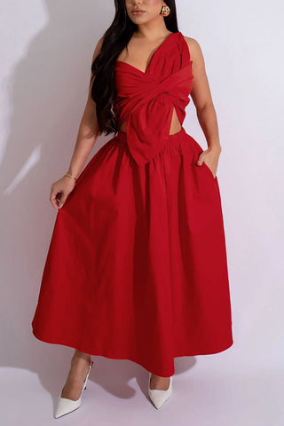 One-Shoulder Casual Midi Dress