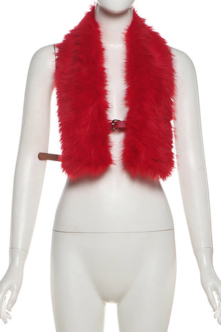 Faux Fur Buckled Shoulder Wrap
