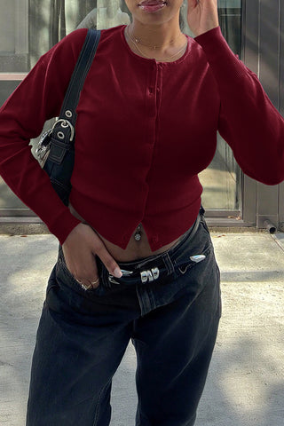 Chic Ribbed Cardigan with Long Sleeves