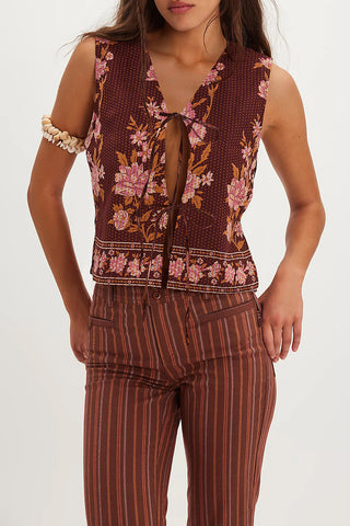Floral Tie-Front Vest