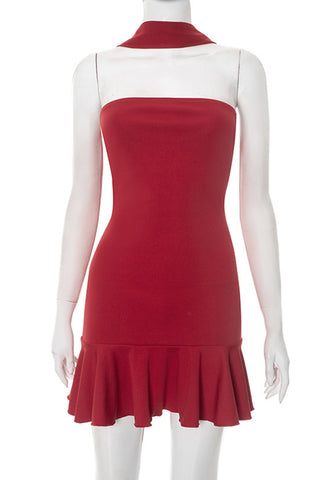 Flared Hem Halter Neck Dress