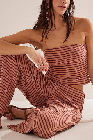 Strapless Striped Pants Set