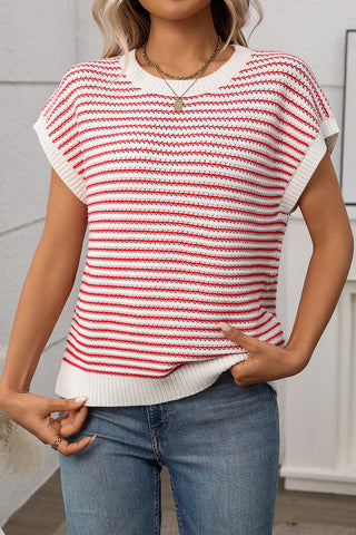 Striped Knit Sweater Sleeveless Top