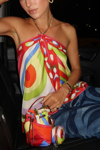 Vibrant Halter Neck Scarf Top