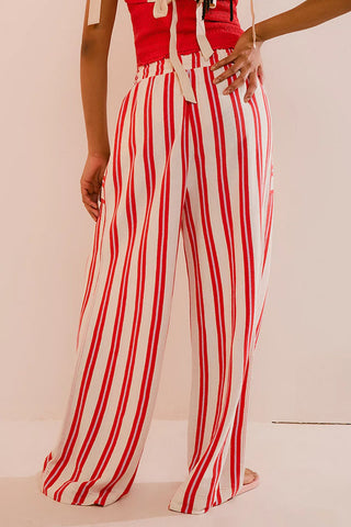 Striped Wide-Leg Casual Pants