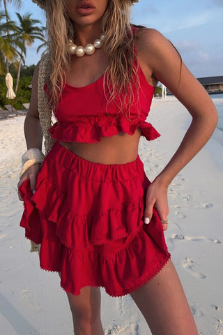 Ruffle Trim Skirt Set