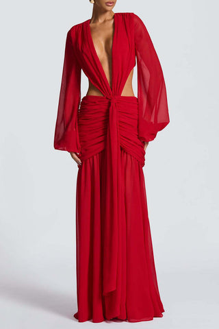 Draped Cutout Casual Maxi Dress