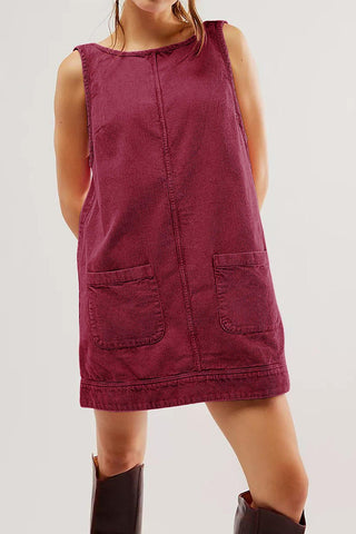 Sleeveless Corduroy Casual Dress