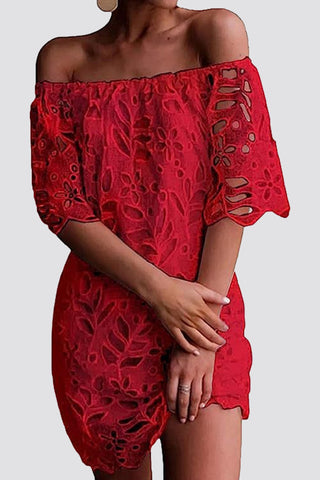 Off-Shoulder Lace Casual Dress