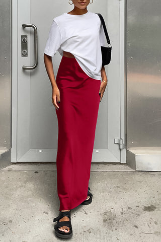 High-Waist Solid Maxi Skirt