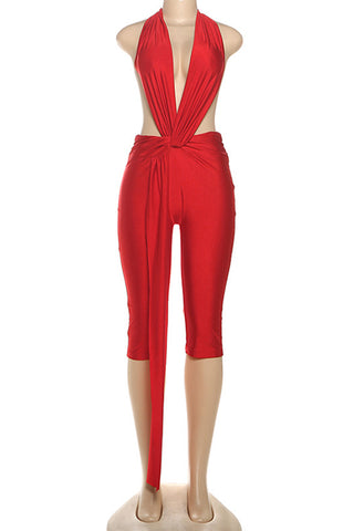 Elegant Tie-Front Halter Jumpsuit