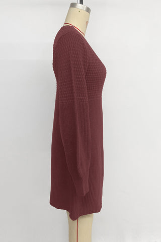 Knit V-Neck Casual Dress