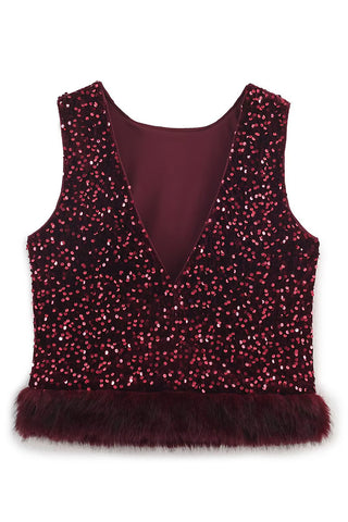 Sequin V-Neck Tank Top