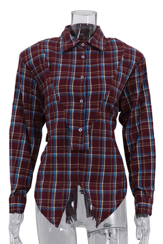 Plaid Button-Front Shirt