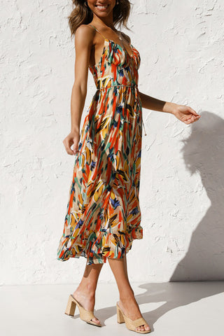 Vibrant Abstract Print Midi Dress