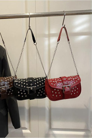 Studded Chain Strap Shoulder Bag