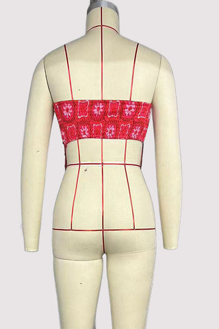 Abstract Print Strapless Tank Top