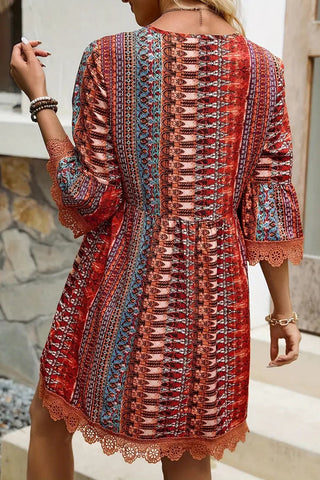 Bohemian V-Neck Bell Sleeve Dress