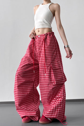 Gingham Wide-Leg Pants