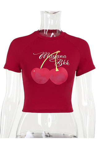 Graphic Cherry Crop T-Shirt