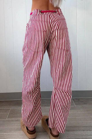 Striped Drawstring Casual Pants