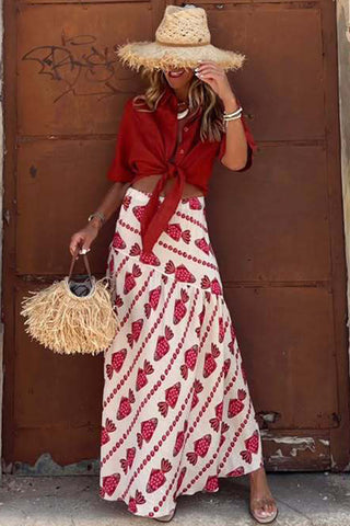 Printed High-Waist Maxi Skirt