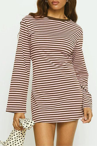 Striped Long Sleeve Casual Dress