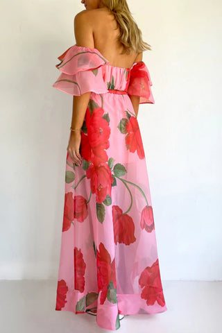 Off-Shoulder Polka Dot Skirt Set