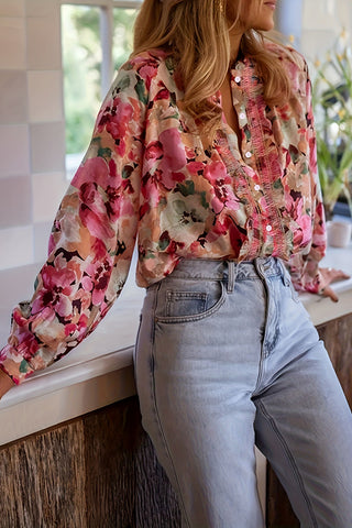 Floral Button-Front Blouse