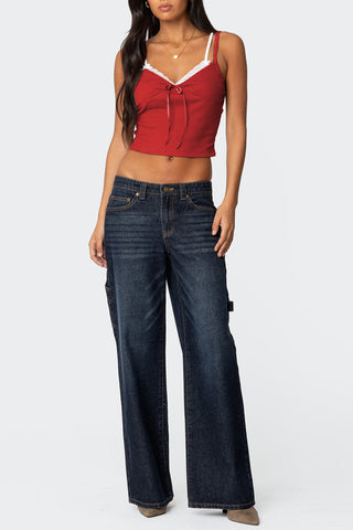 Lace-Trim Bow Accent Camisole